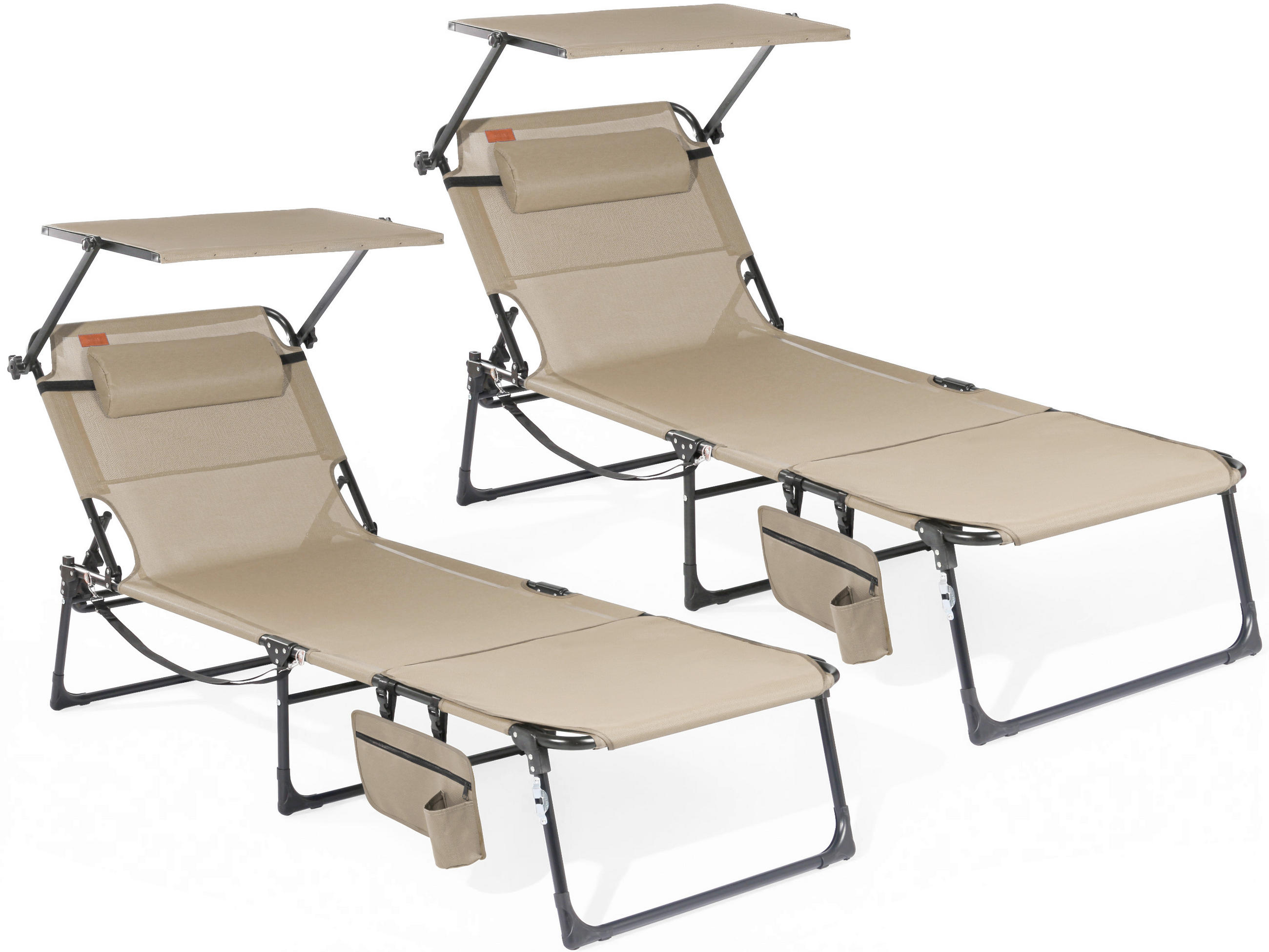 SONNENLIEGE 200/34/70 cm  - Dunkelgrau/Beige, Basics, Textil/Metall (200/34/70cm) - Modante
