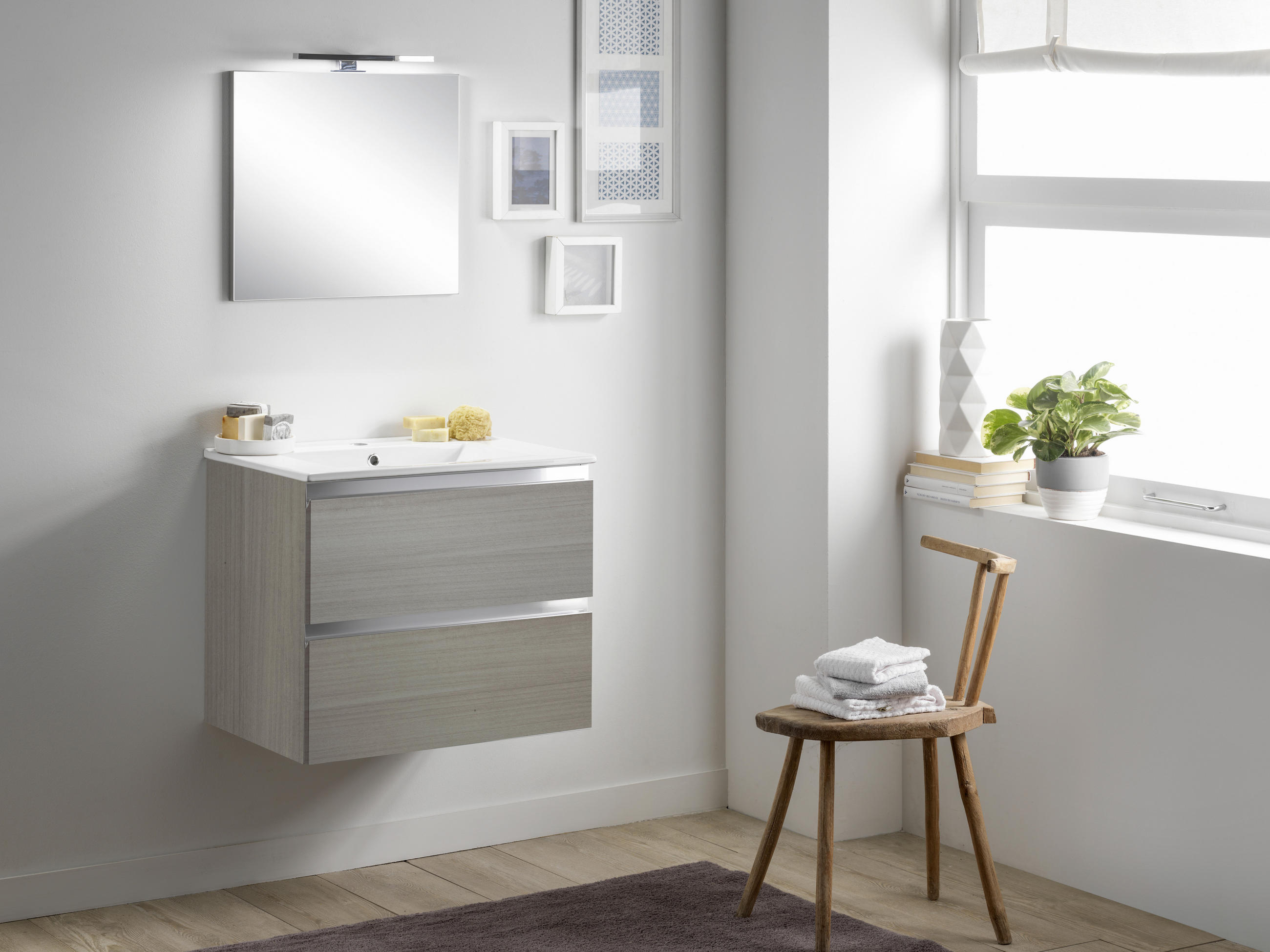 KOPALNICA  hrast bianco  - temno siva/bela, Trend, kovina/leseni material (80/138/46cm) - Italstyle