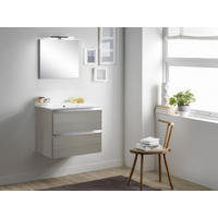 BADEZIMMER 3-teilig  in  - Eiche Bianco/Dunkelgrau, Trend, Keramik/Holzwerkstoff (80/138/46cm) - Belluti