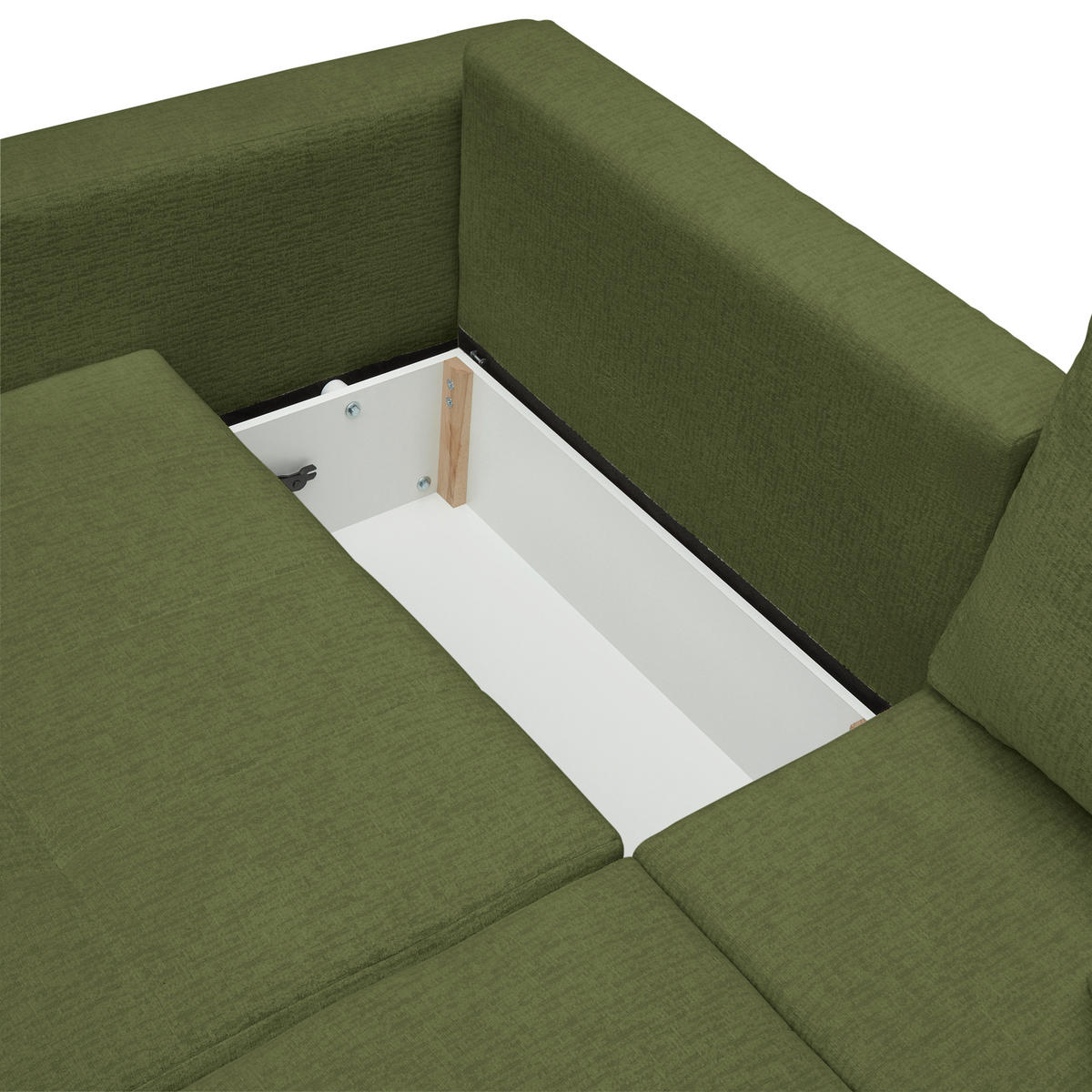 SCHLAFSOFA in Chenille, Jacquard Olivgrün  - Schwarz/Braun, Kunststoff/Textil (245/74-90/104cm) - MID.YOU
