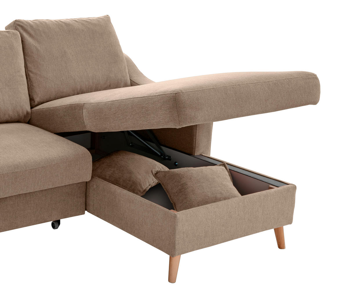 ECKSOFA in Chenille Hellbraun  - Hellbraun/Naturfarben, MODERN, Holz/Textil (228/150cm) - Livetastic