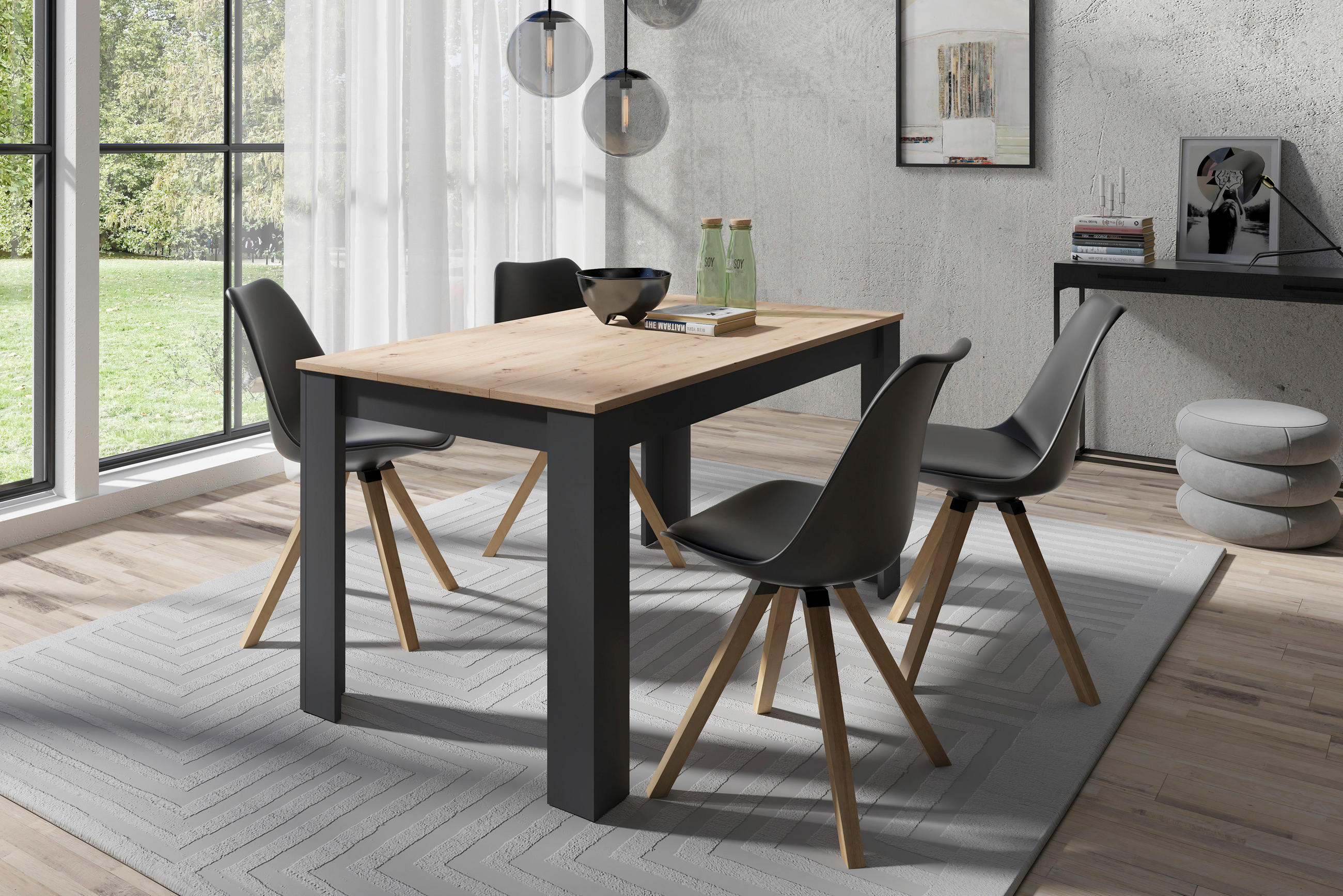 TISCHGRUPPE Anthrazit, Eiche Artisan  - Eichefarben/Anthrazit, MODERN, Kunststoff/Metall - MID.YOU
