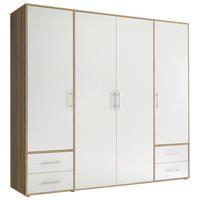 DREHTÜRENSCHRANK 206/195/60 cm,  in Weiß, Sonoma Eiche, 4 Tür(en)  - Alufarben/Weiß, MODERN, Holzwerkstoff/Kunststoff (206/195/60cm) - P & B