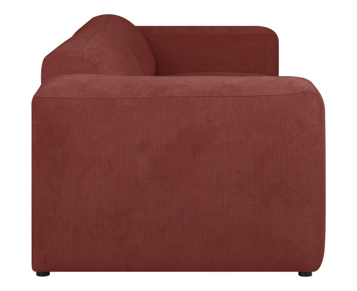 3-SITZER-SOFA Cord Rot  - Rot/Schwarz, Design, Kunststoff/Textil (247/75/104cm) - MID.YOU