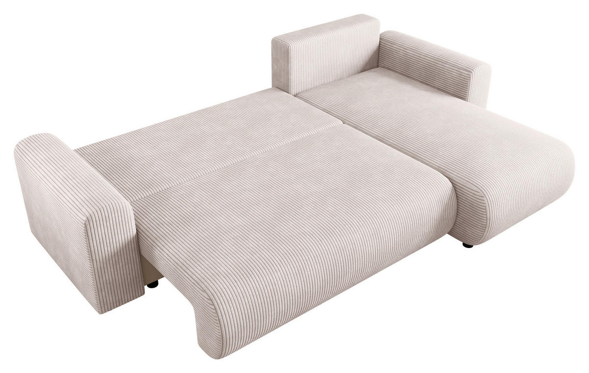 ECKSOFA  in Cord Beige  - Beige/Schwarz, KONVENTIONELL, Kunststoff/Textil (246/152cm) - Xora
