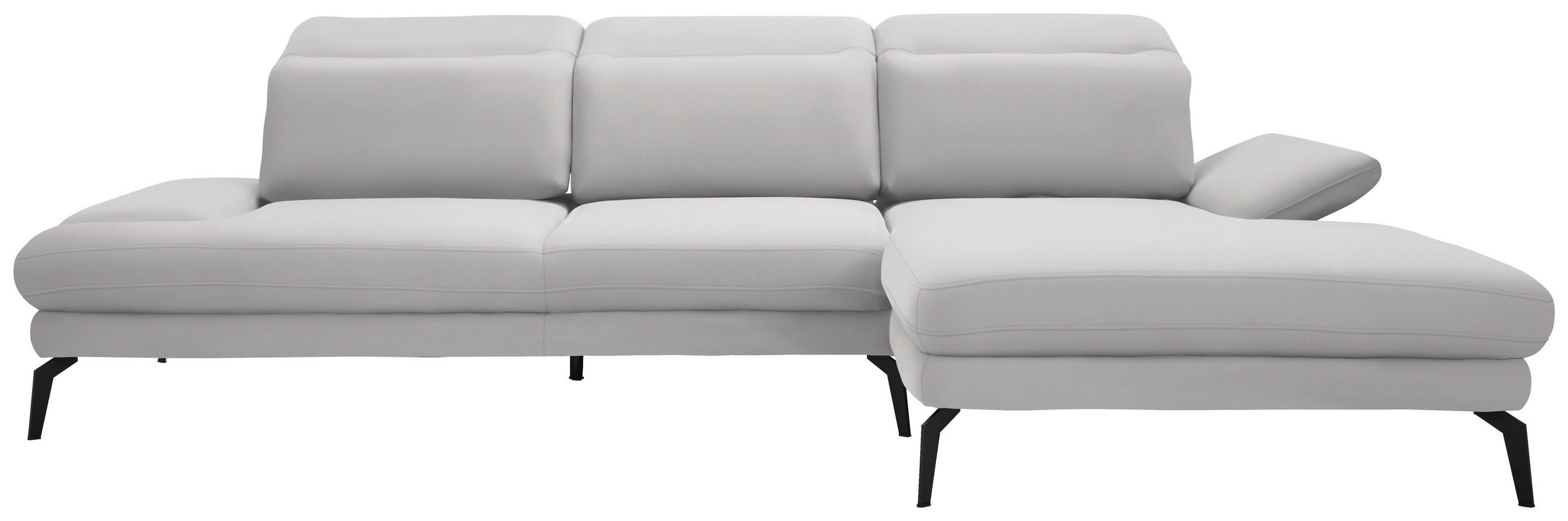 ECKSOFA in Flachgewebe Creme  - Creme/Schwarz, Design, Textil/Metall (289/180cm) - Stylife