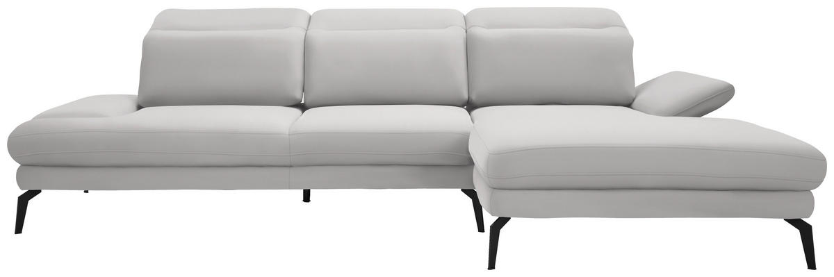 ECKSOFA in Flachgewebe Creme  - Creme/Schwarz, Design, Textil/Metall (289/180cm) - Stylife