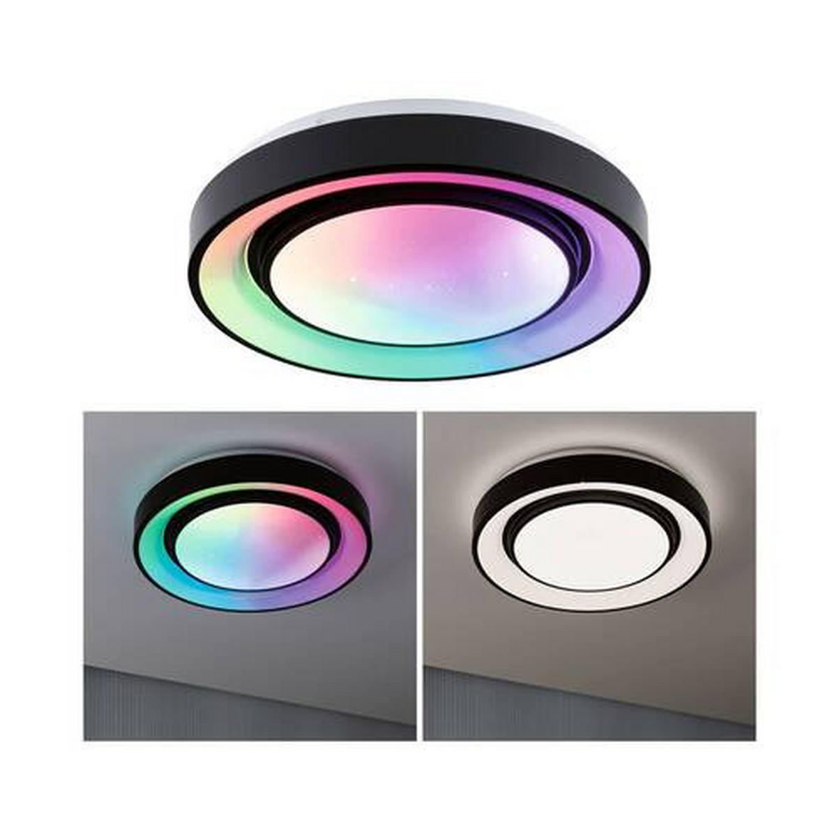 DECKENLEUCHTE 37,5/7 cm   - Schwarz/Weiß, Basics, Kunststoff/Metall (37,5/7cm) - Paulmann