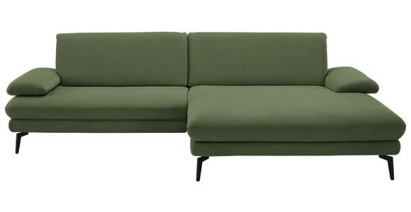 ECKSOFA  in Chenille, Flachgewebe Grün  284/180 cm  - Schwarz/Grün, Design, Textil/Metall (284/180cm) - Dieter Knoll