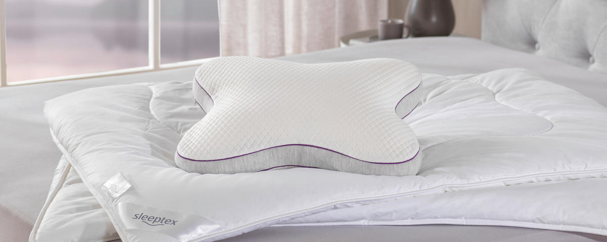 JASTUK ZA VRAT  55/46 cm       - siva/bela, Osnovno, tekstil (55/46cm) - Sleeptex