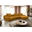 ECKSOFA  in Chenille Senfgelb Rückenkissen, Rücken echt  362/176 cm  - Senfgelb/Schwarz, KONVENTIONELL, Kunststoff/Textil (362/176cm) - Carryhome