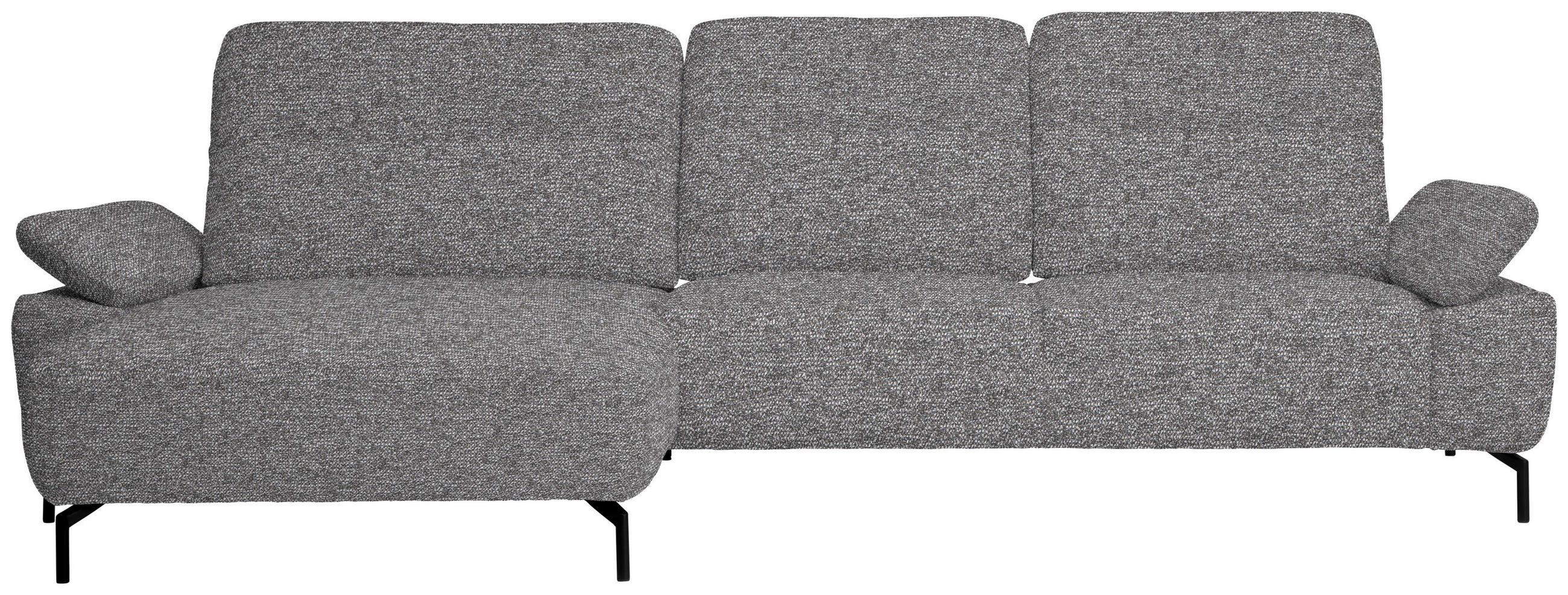 ECKSOFA in Chenille, Flachgewebe Grau  - Schwarz/Grau, Design, Textil/Metall (165/318cm) - Xora