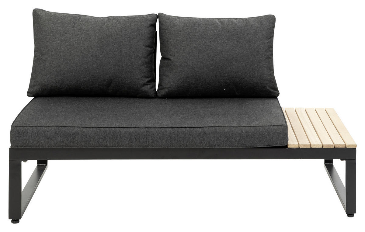 LOUNGEGARNITUR Akazie massiv, Hartholz Aluminium  - Anthrazit/Braun, MODERN, Holz/Textil (178/68/228,5cm) - Gardenson