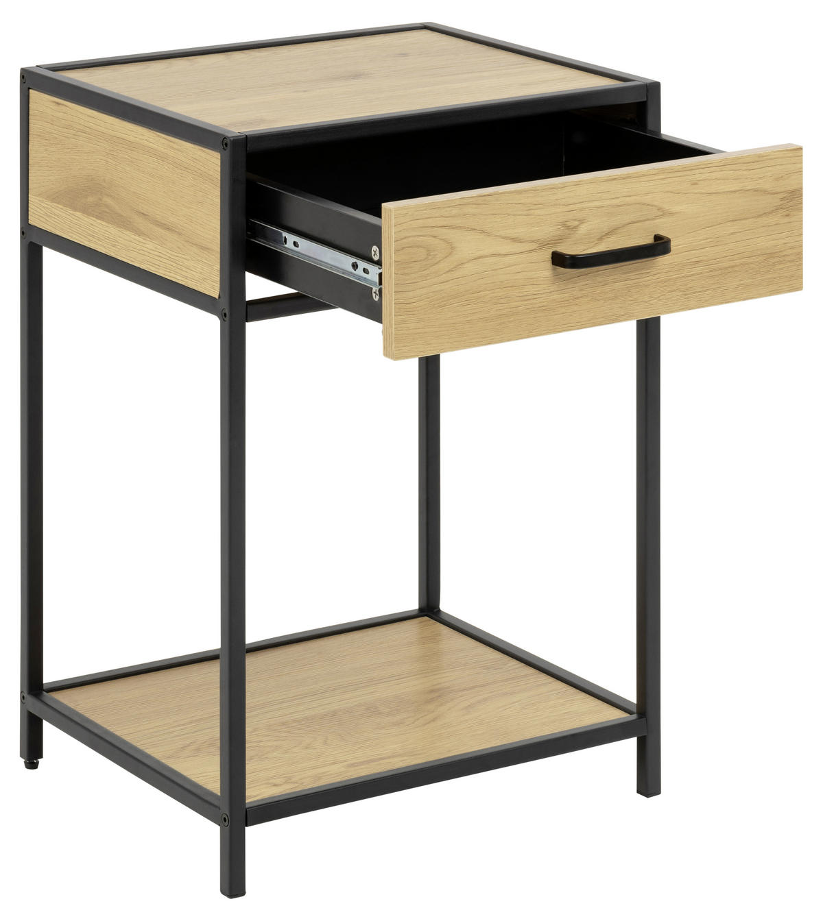 NACHTSCHRANK 42/63/35 cm  - Wildeiche/Eichefarben, Design, Holzwerkstoff/Metall (42/63/35cm) - Carryhome