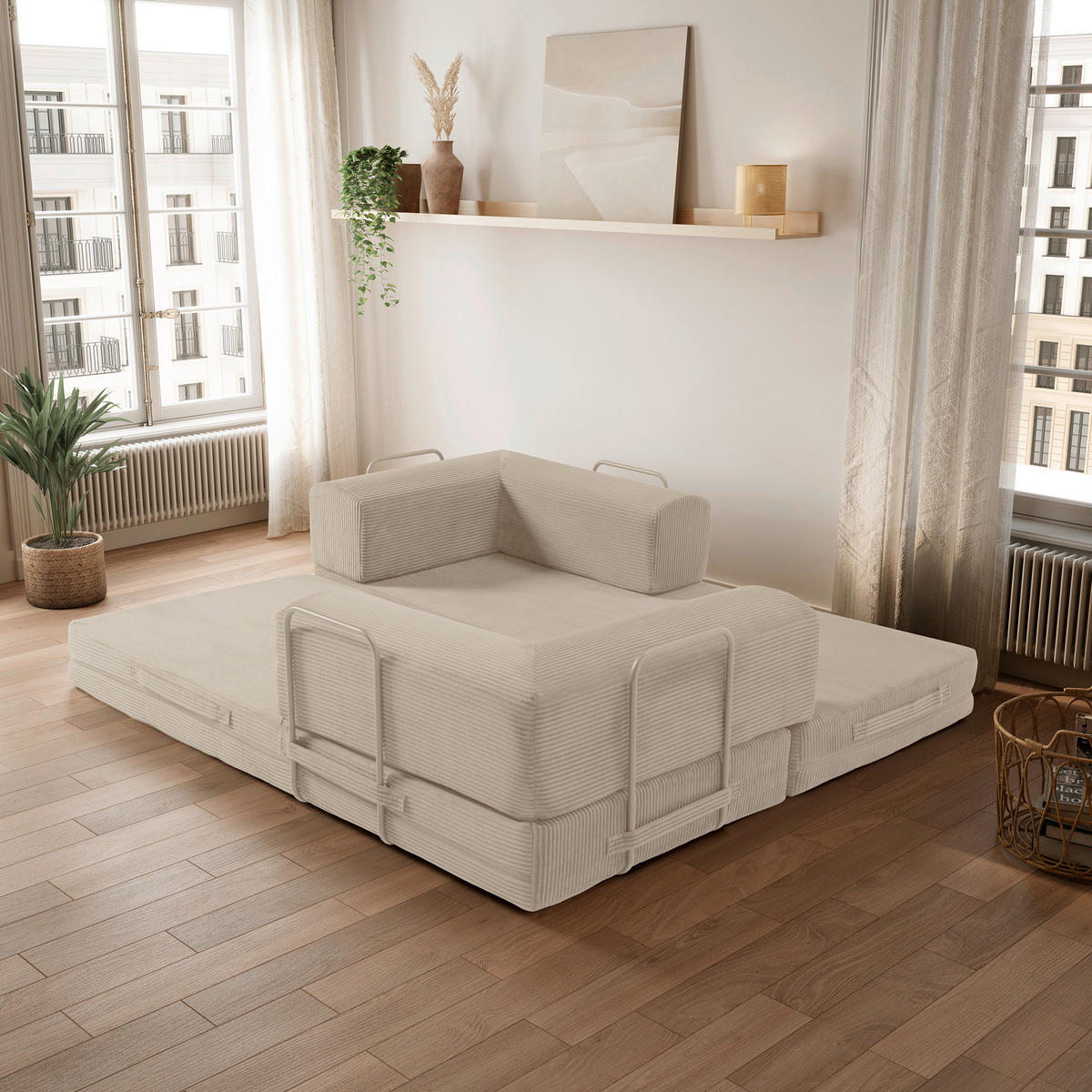 SCHLAFSOFA Cord Creme  - Creme, MODERN, Textil (200/70/90cm) - Livetastic