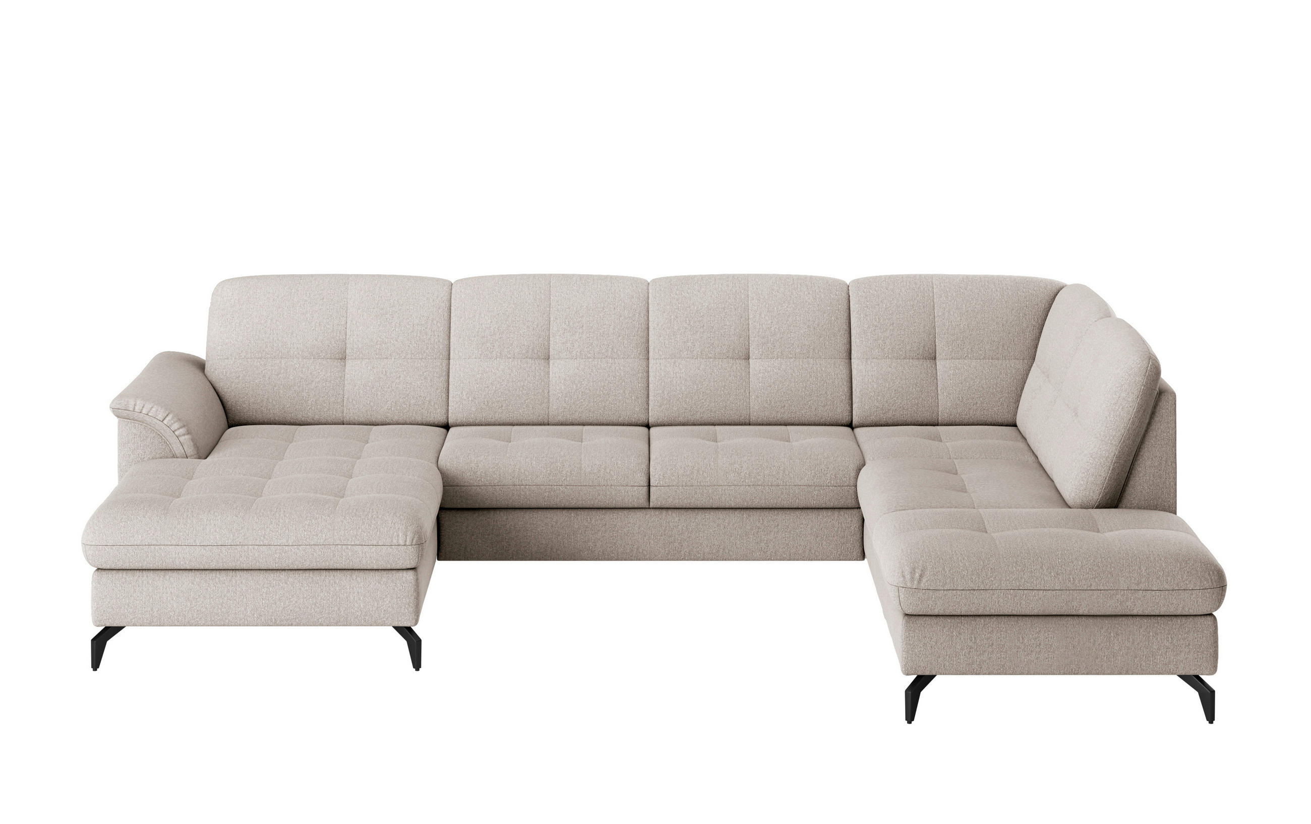 WOHNLANDSCHAFT in Flachgewebe Greige  - Greige/Schwarz, Modern, Textil/Metall (164/319/212cm) - Sit & More