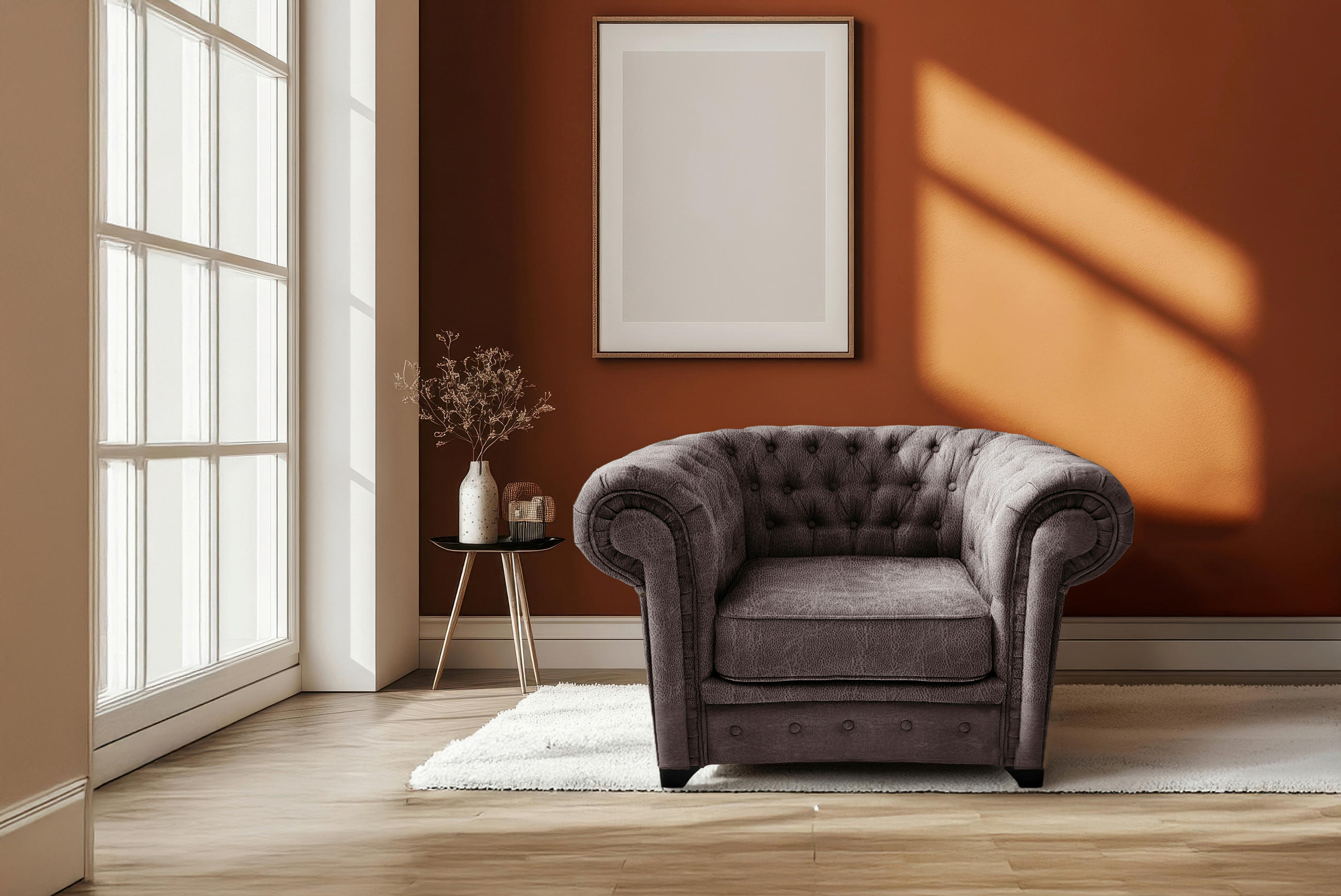 KRESLO CHESTERFIELD, textil, kompozitné drevo, hnedá - hnedá/čierna, Konventionell, drevo/kompozitné drevo (91/72/92cm) - Livetastic
