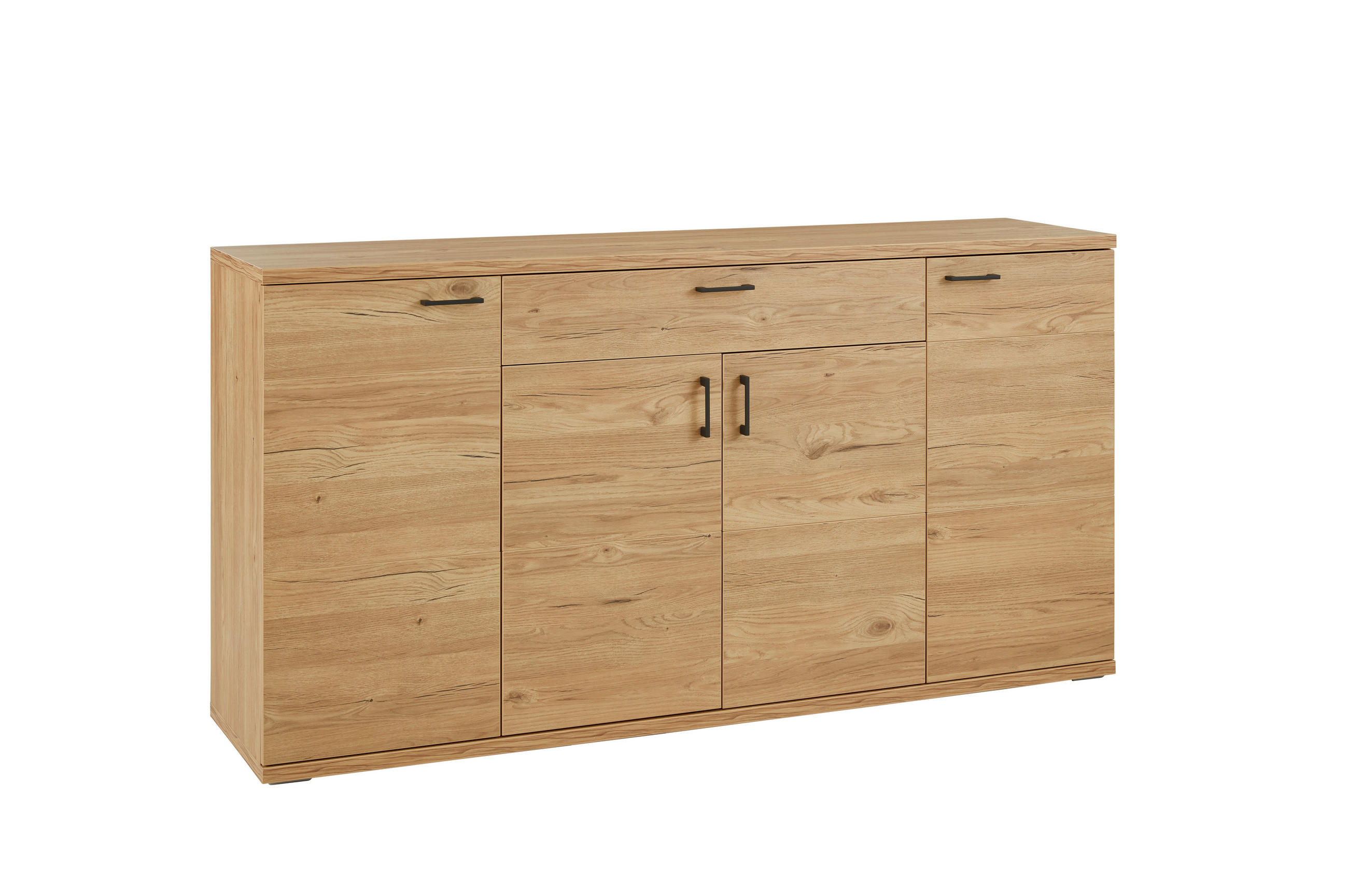 TÁLALÓSZEKRÉNY 179,4/92,3/44 cm  - tölgyfa színű/fekete, Lifestyle, műanyag/faalapú anyag (179,4/92,3/44cm) - home24