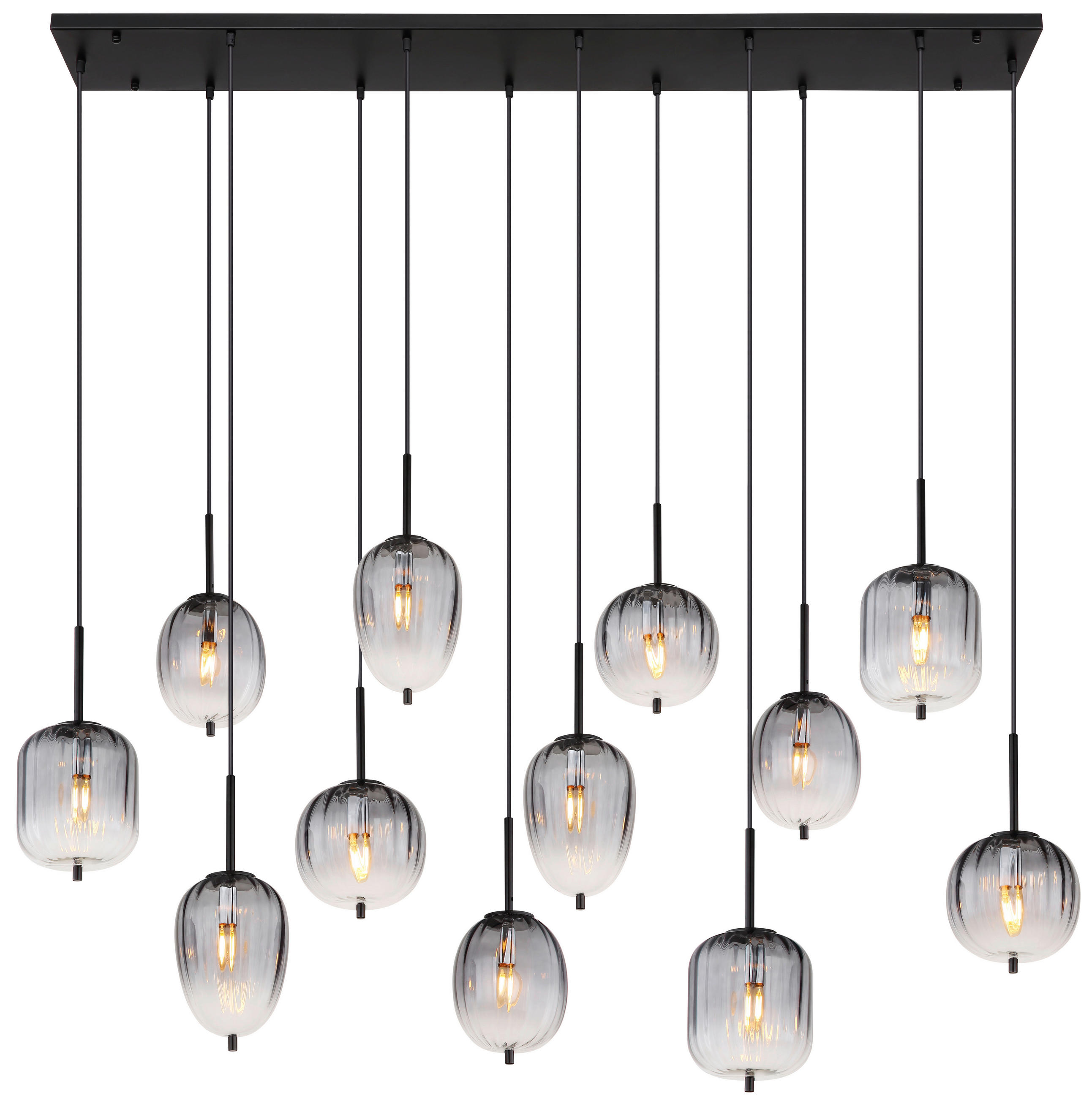 HÄNGELEUCHTE 160/34/130 cm  - Klar/Schwarz, Design, Glas/Kunststoff (160/34/130cm) - Globo