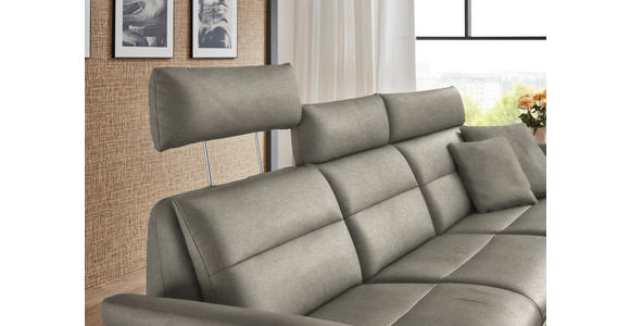 ECKSOFA in Echtleder Hellgrau 300/157 cm - Hellgrau/Schwarz, Design, Leder/Metall (300/157cm) - Dieter Knoll