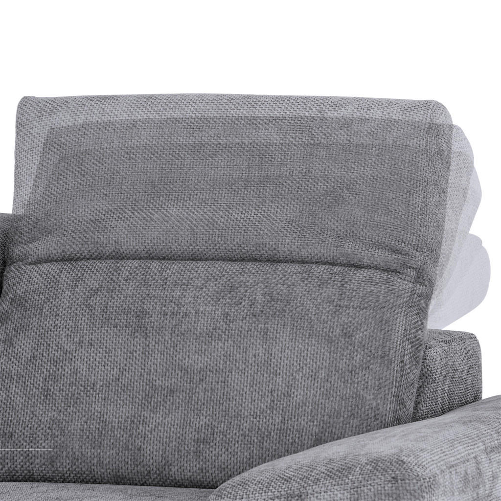 Thumbnail - Mid.you Ecksofa Royce, Grau, Textil, 3-Sitzer, Ottomane links, L-Form, 283x194 cm, Made in EU, motorische Relaxfunktion,...