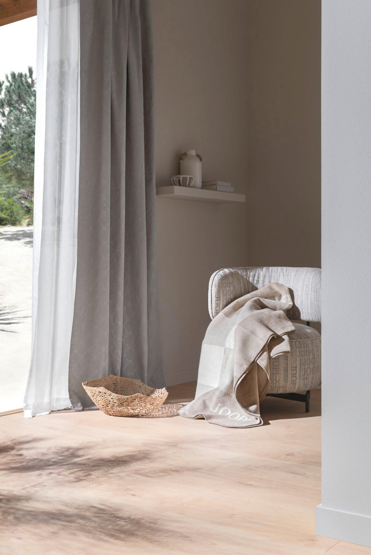 HOTOVÝ ZÁVES, nepriehľadné, 130/250 cm - sivá/taupe, Basics, textil (130/250cm) - Joop!