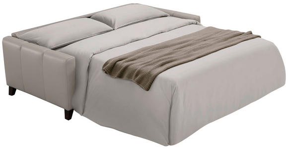 SCHLAFSOFA  in Echtleder Hellgrau  - Eiche dunkel/Hellgrau, Design, Leder/Holz (206/89/97cm) - Novel