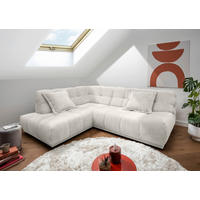 ECKSOFA Chenille Creme  - Creme/Schwarz, Modern, Kunststoff/Textil (203/254cm) - Livetastic
