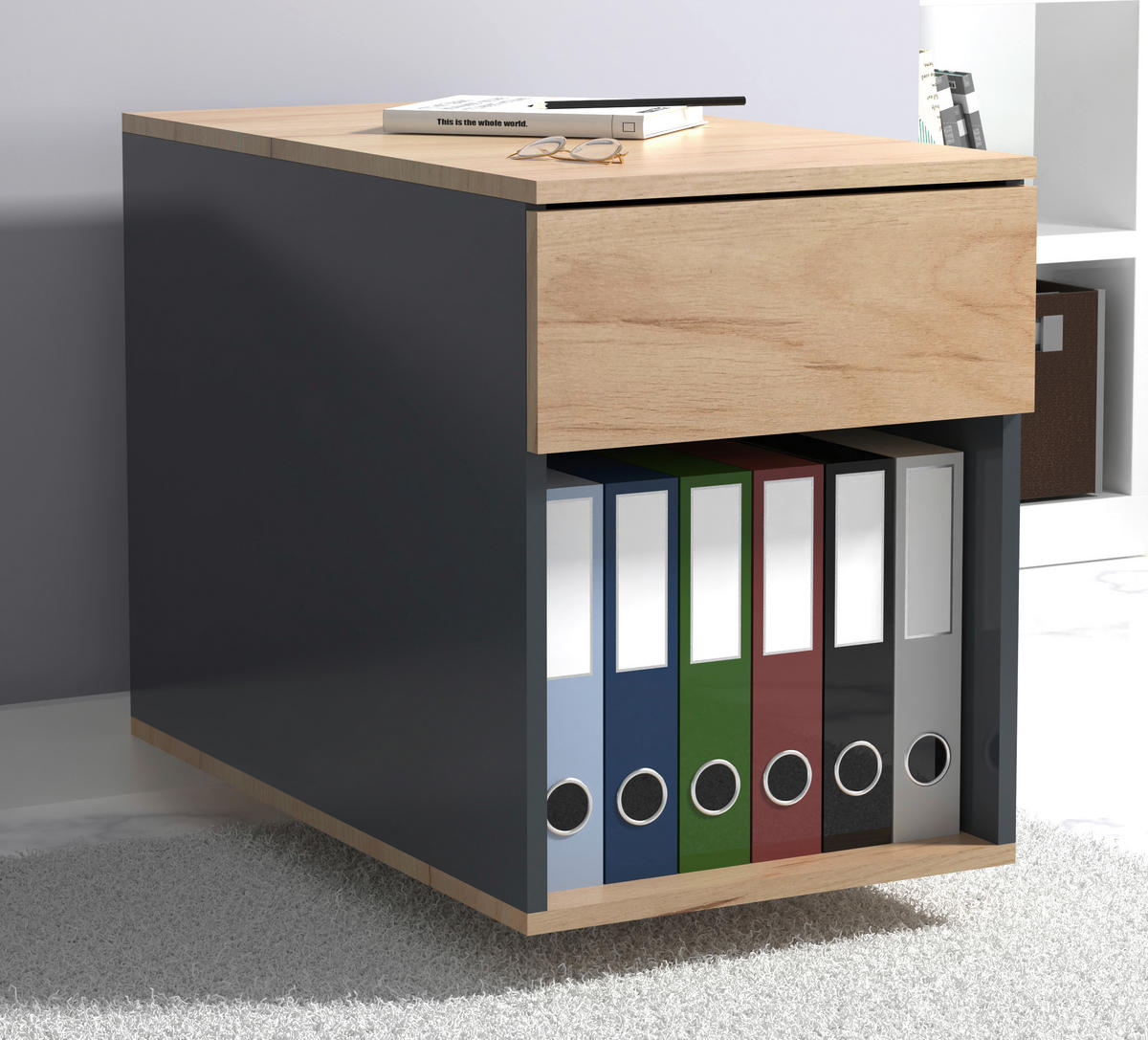 ROLLCONTAINER 39/55/70 cm  - Honigeiche/Anthrazit, Modern, Holzwerkstoff/Kunststoff (39/55/70cm) - MID.YOU