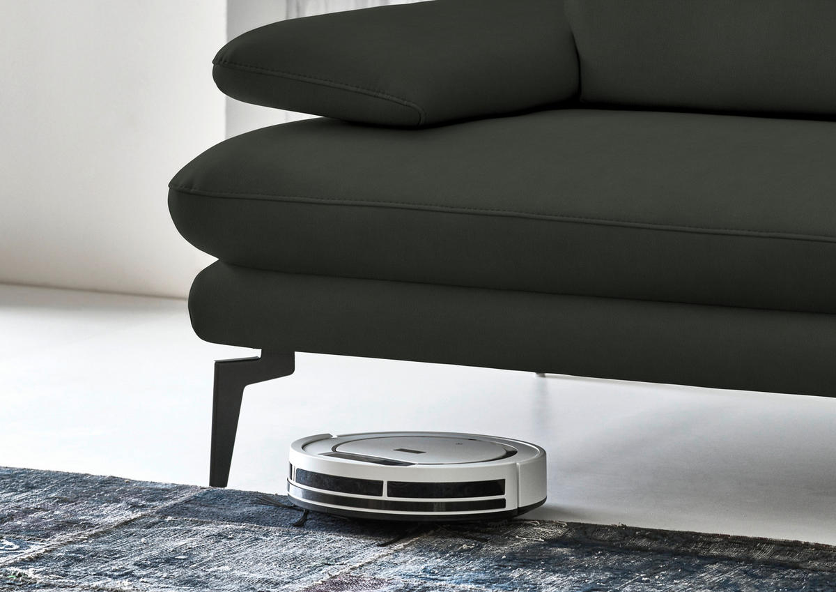 3-SITZER-SOFA in Echtleder Dunkelgrün  - Dunkelgrün/Schwarz, Design, Leder/Metall (222/86/104cm) - Dieter Knoll
