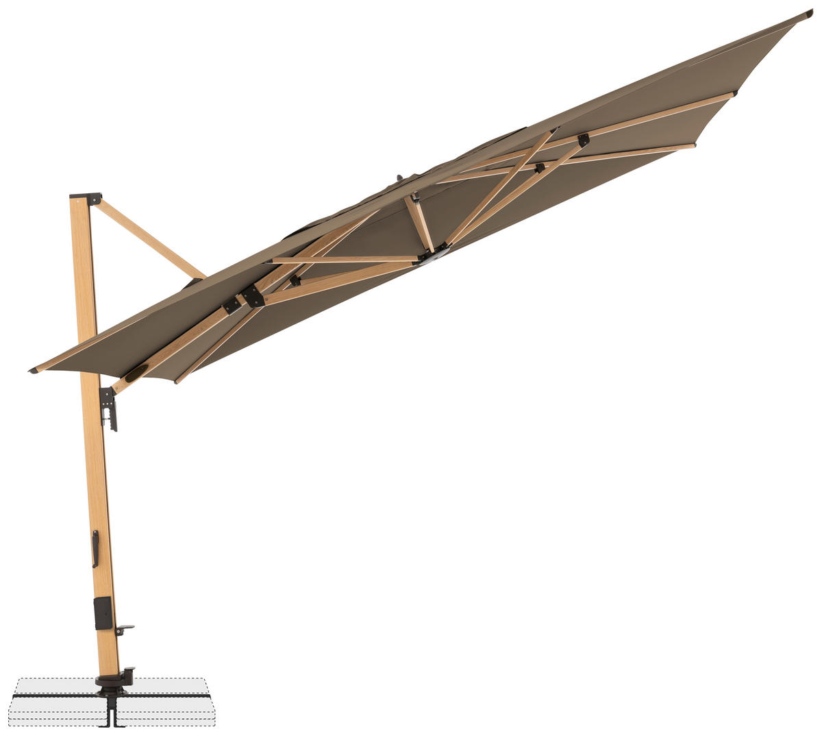AMPELSCHIRM 400x300 cm Greige  - Greige/Eichefarben, Basics, Textil/Metall (400/300cm) - Doppler