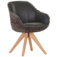 ARMLEHNSTUHL  in Lederlook, Plüsch  - Braun/Naturfarben, Trend, Holz/Textil (60/83/65cm) - Landscape