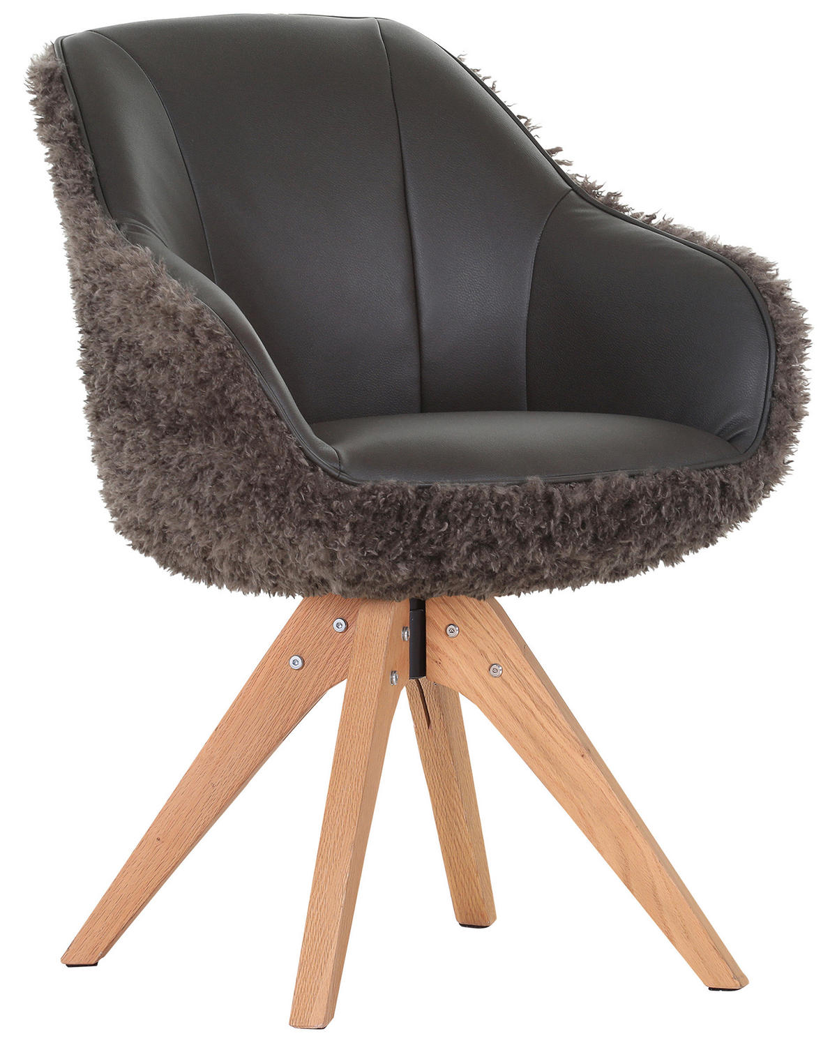 ARMLEHNSTUHL  in Lederlook, Plüsch  - Braun/Naturfarben, Trend, Holz/Textil (60/83/65cm) - Landscape