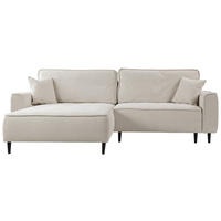 ECKSOFA in Flachgewebe Beige  - Beige/Schwarz, Design, Holz/Textil (183/263cm) - MID.YOU