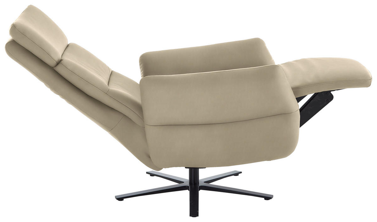 RELAXSESSEL in Leder Ecru  - Ecru/Schwarz, Design, Leder/Metall (82/119/85cm) - Dieter Knoll