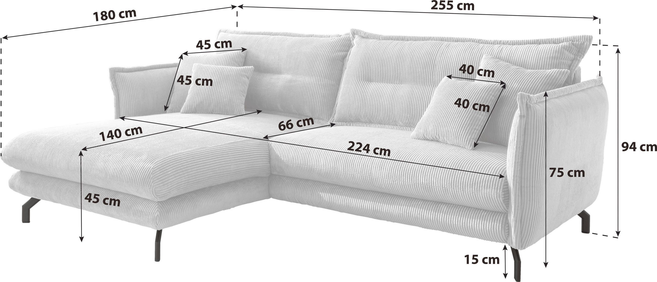 Thumbnail - Livetastic Ecksofa, Olivgrün, Textil, Uni, 4-Sitzer, Füllung: Schaumstoff, L-Form, Ottomane links, 255x180 cm, Made in E...