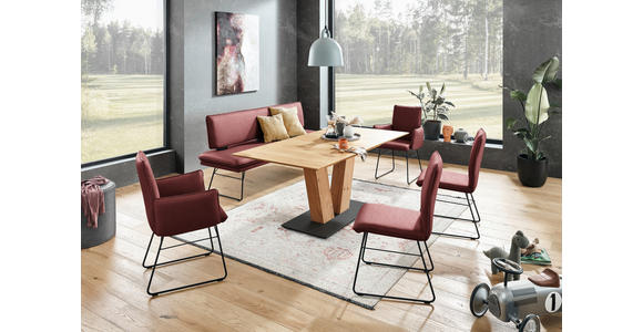 SITZBANK in Metall, Textil Schwarz, Bordeaux  - Bordeaux/Schwarz, Design, Textil/Metall (195/91/65cm) - Dieter Knoll