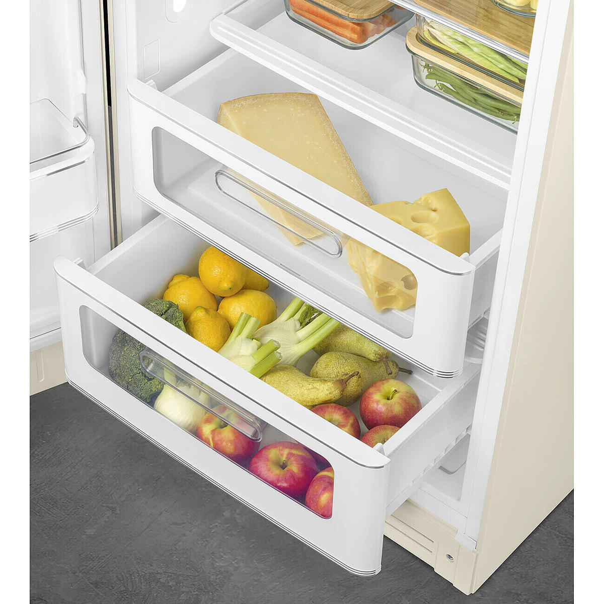 KÜHLSCHRANK 60/150/72.8 cm  - Creme, Basics, Metall (60/150/72.8cm) - SMEG