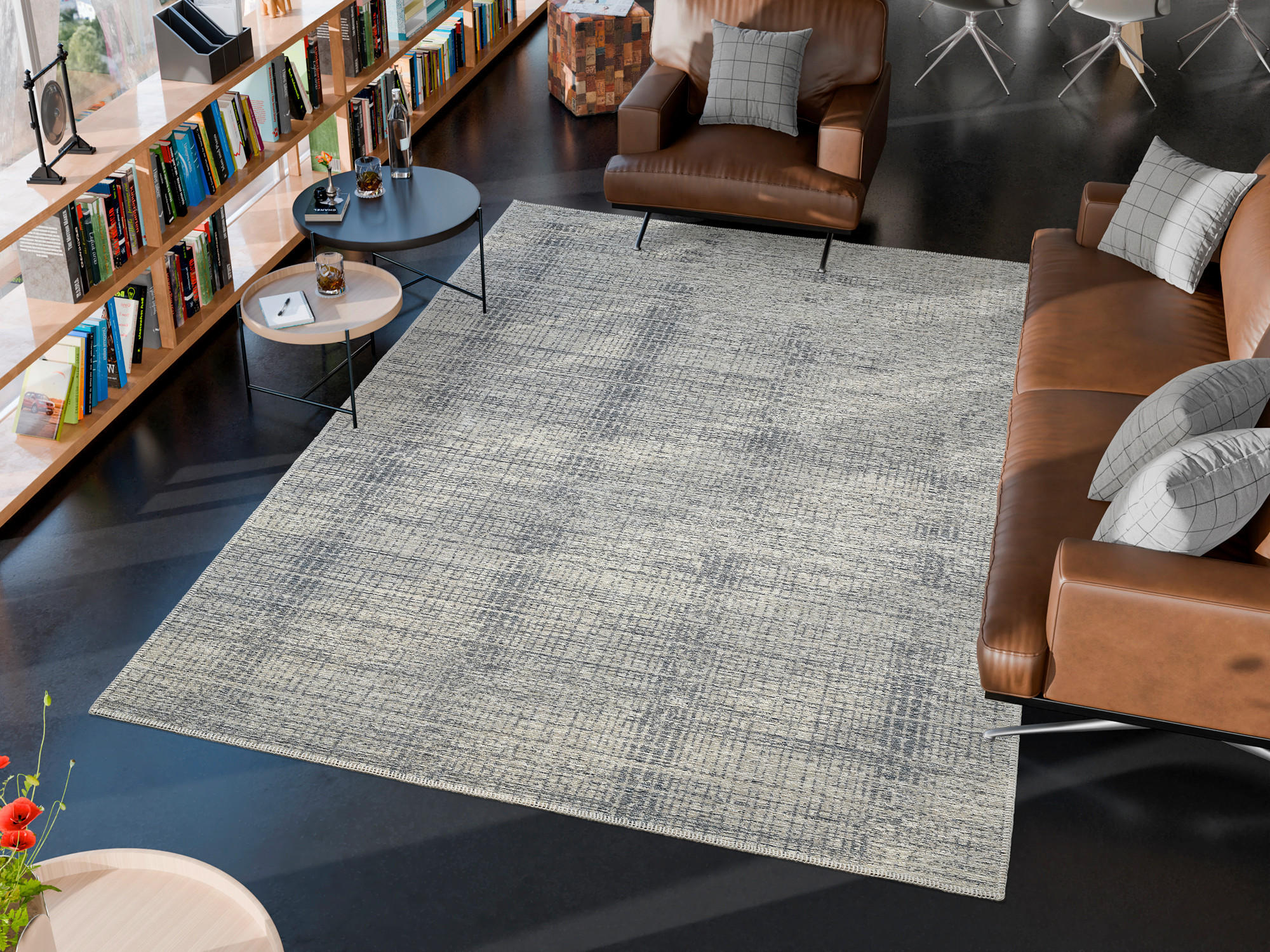 FLACHWEBETEPPICH 246/300 cm PLAINS Blau, Grau  - Blau/Grau, Design, Textil (246/300cm) - Musterring