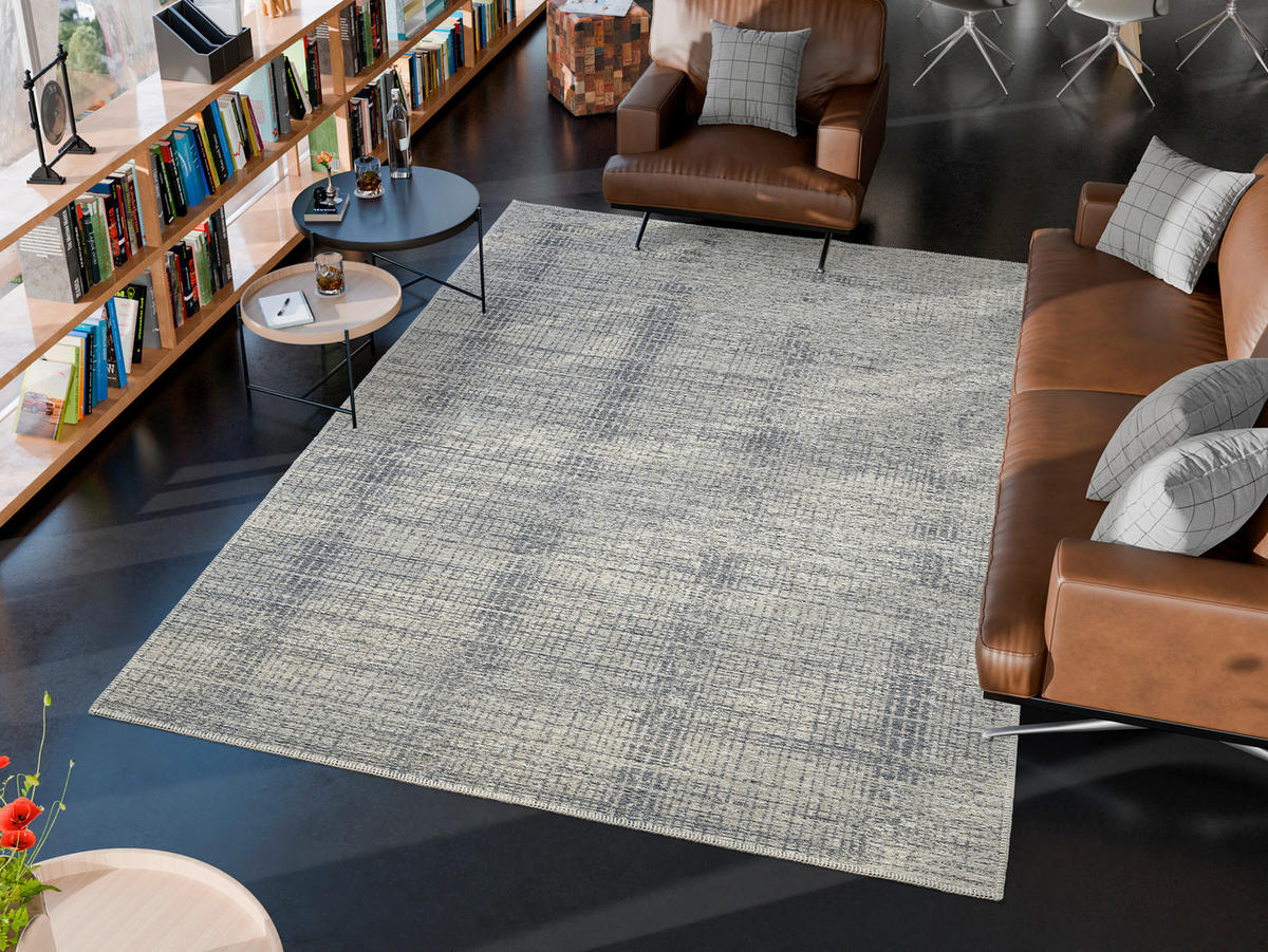 FLACHWEBETEPPICH 246/300 cm PLAINS Blau, Grau  - Blau/Grau, Design, Textil (246/300cm) - Musterring