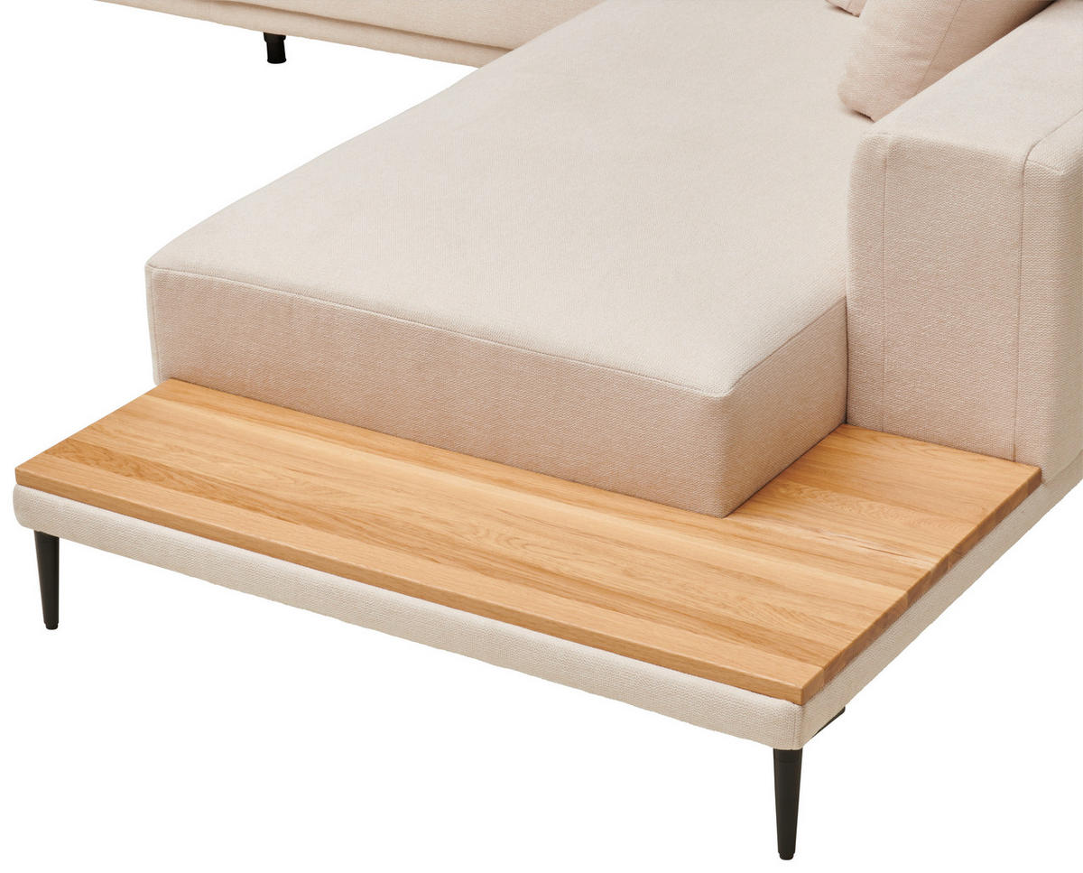 ECKSOFA Naturfarben Leinwand  - Schwarz/Naturfarben, Design, Textil/Metall (318/271cm) - Emilio Belluti