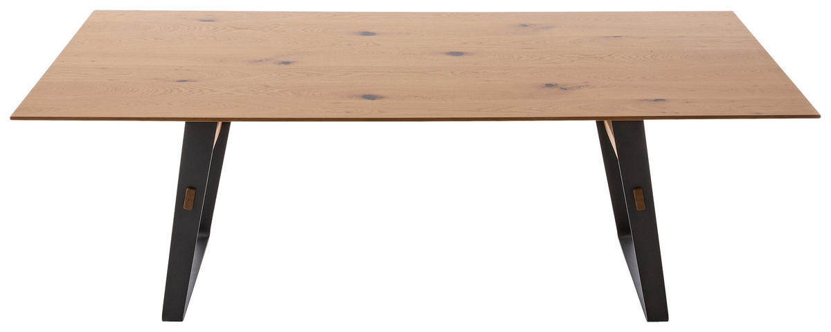 ESSTISCH 200/100/76 cm Echtholz  Holz, Metall in verschiedenen Größen erhältlich, in verschiedenen Holzarten erhältlich, Variantenauswahl rechteckig Schwarz, Wildeiche  - Wildeiche/Schwarz, Design, Holz/Metall (200/100/76cm) - Koinor