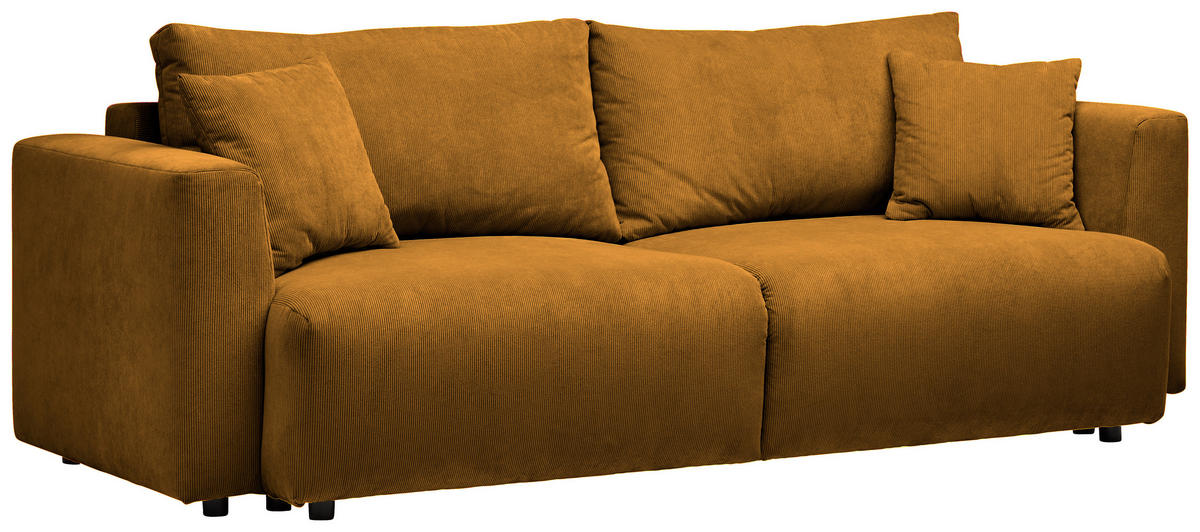 SCHLAFSOFA Cord Currygelb  - Currygelb/Schwarz, Design, Kunststoff/Textil (250/92/105cm) - Carryhome