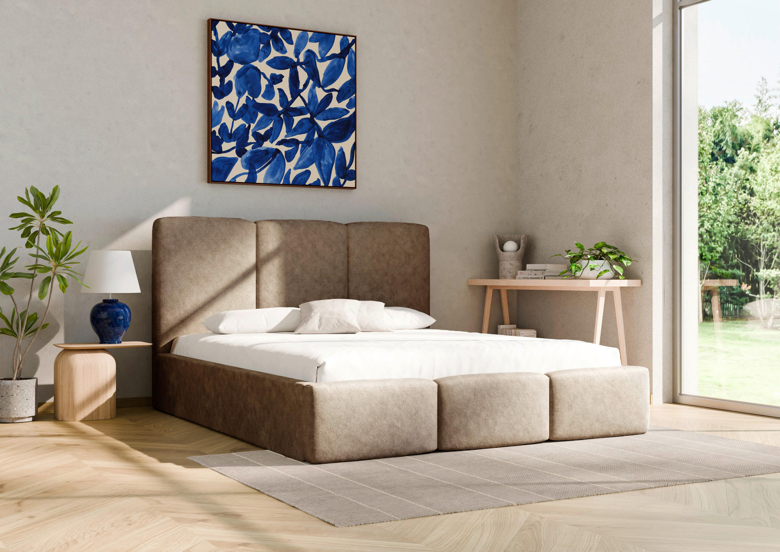 POLSTERBETT Lattenrost, Bettkasten 180/200 cm  in Schlammfarben  - Schlammfarben/Schwarz, Design, Holz/Textil (180/200cm) - Boxxx