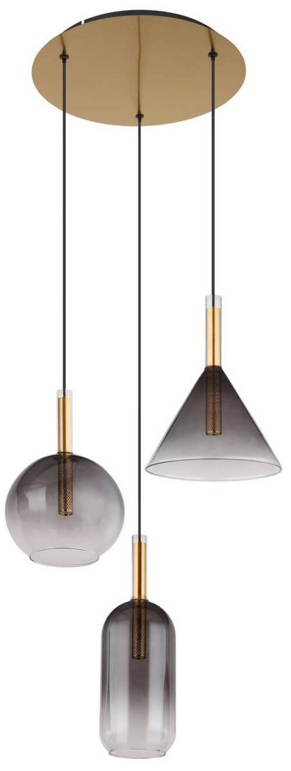 VISEČA SVETILKA        43/150 cm      G9 - prozorno/barve medenine, Design, kovina/steklo (43/150cm) - Globo