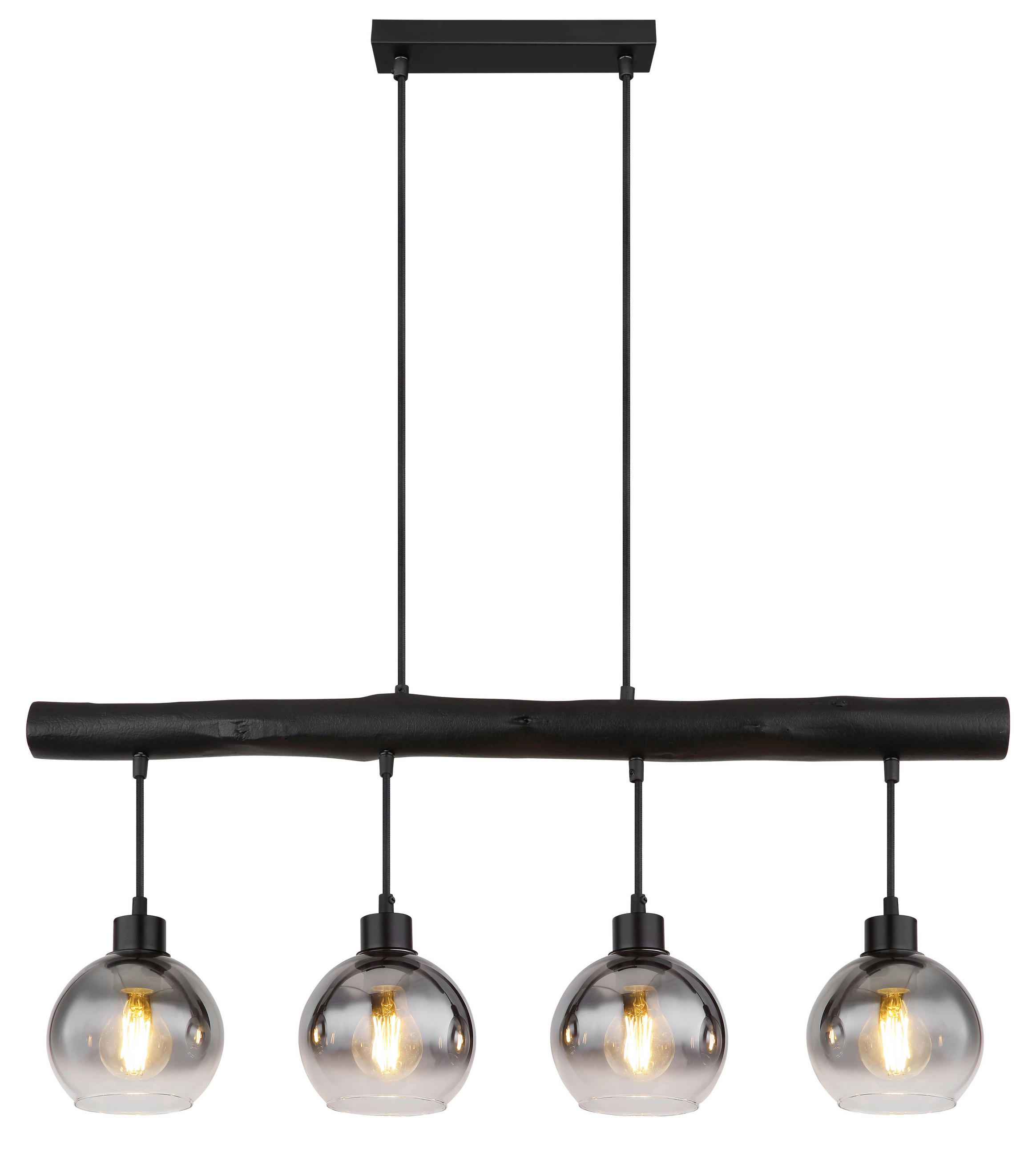 HÄNGELEUCHTE 85/15/120 cm  - Schwarz/Grau, Design, Glas/Holz (85/15/120cm) - Globo