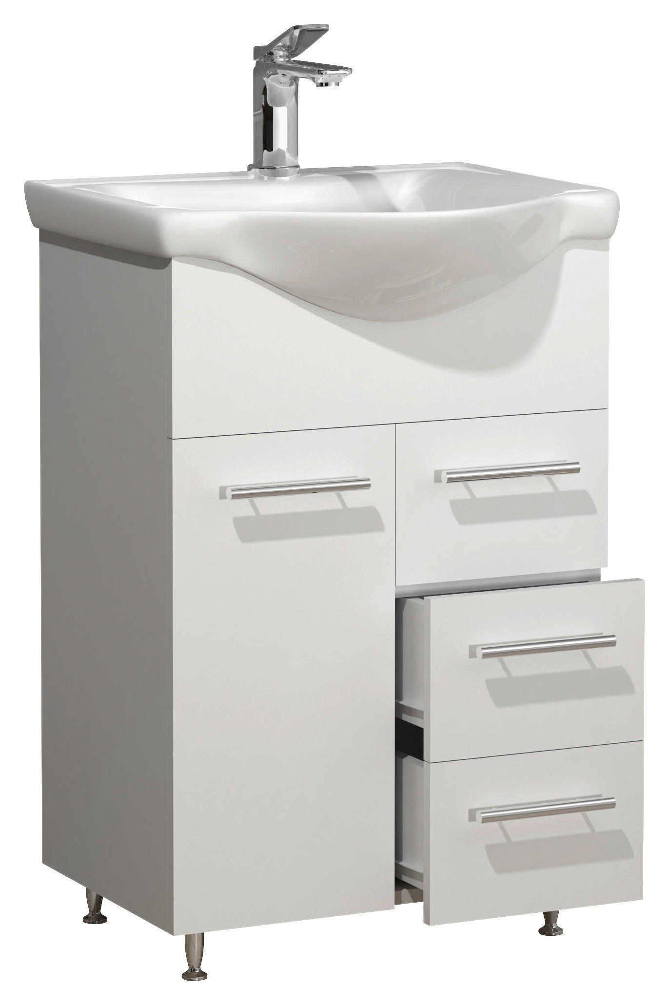 WASCHTISCHKOMBI 55 cm  - Silberfarben/Weiß, MODERN, Keramik/Holzwerkstoff (55cm) - MID.YOU