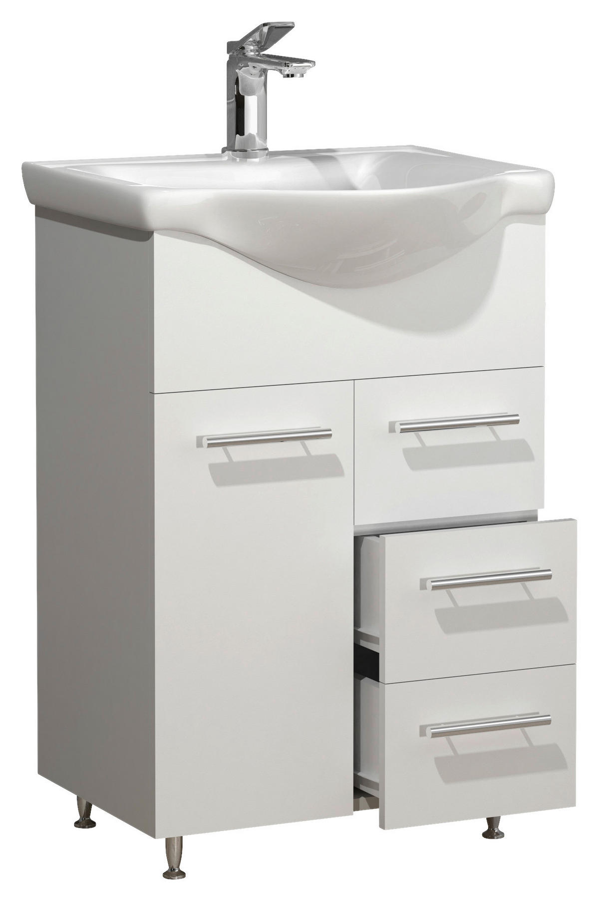 WASCHTISCHKOMBI 55 cm  - Silberfarben/Weiß, MODERN, Keramik/Holzwerkstoff (55cm) - MID.YOU