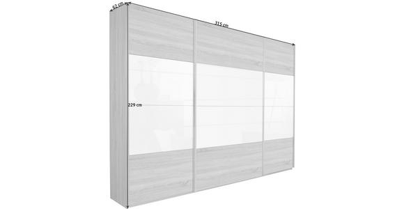 SCHWEBETÜRENSCHRANK  in Weiß, Sonoma Eiche  - Alufarben/Weiß, KONVENTIONELL, Glas/Holzwerkstoff (315/229/62cm) - Xora