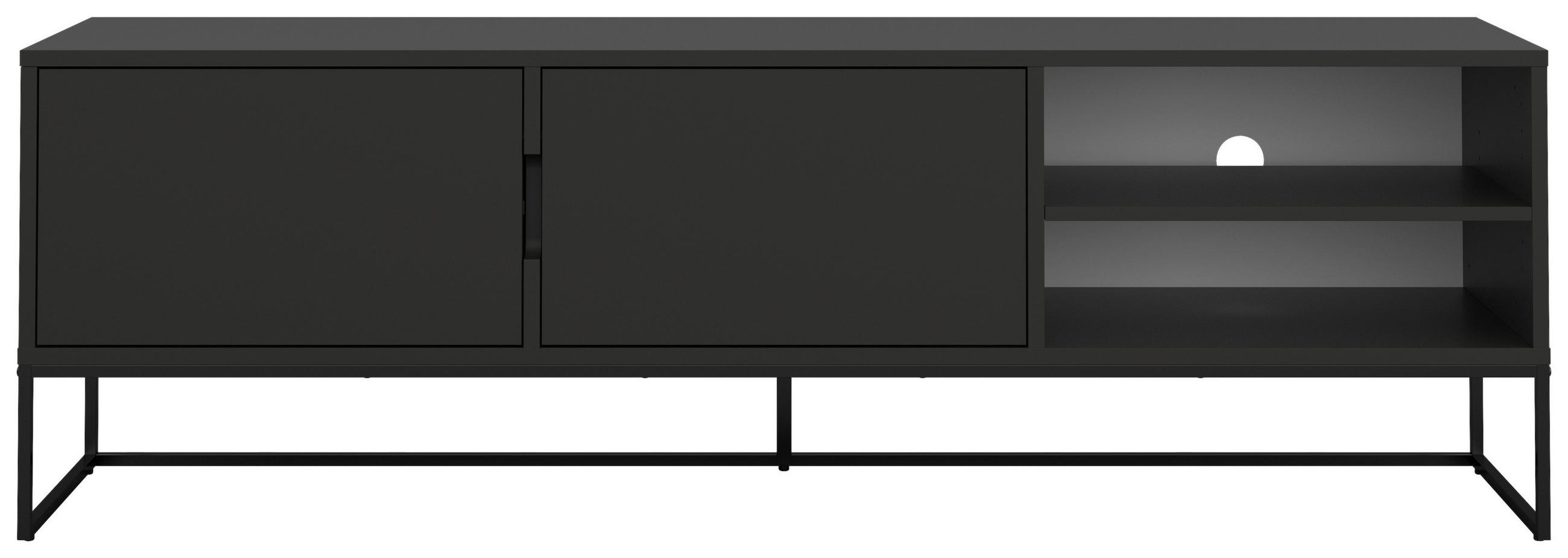 LOWBOARD Lipp in 176/57/43 cm - Schwarz, Design, Holzwerkstoff/Metall (176/57/43cm)